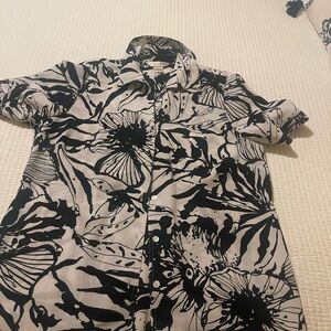 Floral Black and White Men's Shirt